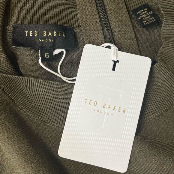 NEW Ted Baker Justnee Olive Green Zebra Print Pleated Midi Dress Size XL - Picture 8 of 11